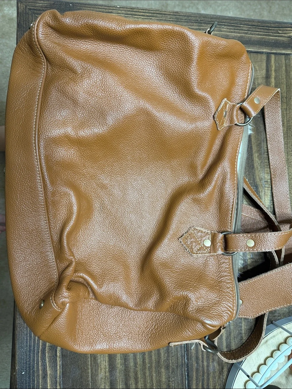 Myra Bag Leather Accent Cowhide Crossbody Bag in Brown and Black - Picture 3 of 7
